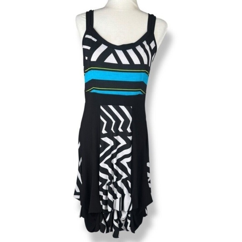 Joseph Ribkoff Women's Size 8 Sleeveless Geometric Bubble Hem Dress Retro Artsy‎